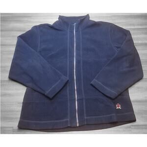 VTG 90s Tommy Hilfiger Fleece Jacket Men’s XL Full Zip Navy Blue Crest Logo